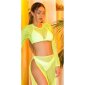 Transparentes Damen Netz Crop-Top Cover-Up Neongrün