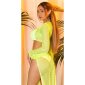 Transparentes Damen Netz Crop-Top Cover-Up Neongrün