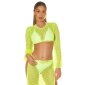 Transparentes Damen Netz Crop-Top Cover-Up Neongrün