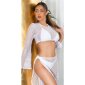 Transparentes Damen Netz Crop-Top Cover-Up Weiß