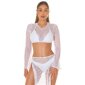 Transparentes Damen Netz Crop-Top Cover-Up Weiß