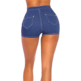 Damen Jeans-Shorts Stretch High Waist Dunkelblau