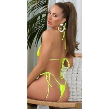Brazilian Bikinihose zum Binden Lack Latex-Look Neon Gelb