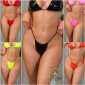 Brazilian Bikinihose zum Binden Lack Latex-Look Neon Gelb