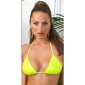 Lack Bikini Oberteil Triangel Top Latex-Look Neon Gelb
