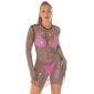 Festival mesh dress with glitter transparent black