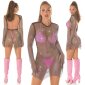 Festival mesh dress with glitter transparent black