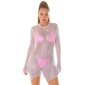 Festival mesh dress with glitter transparent white