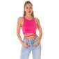 Womens tanktop crop top with tie ribbons fuchsia