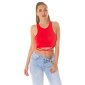 Womens tanktop crop top with tie ribbons red