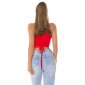 Womens tanktop crop top with tie ribbons red