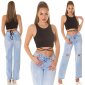 Damen-Tanktop Crop Top mit Bindebändern Schwarz