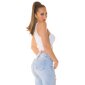 Damen-Tanktop Crop Top mit Bindebändern Weiß