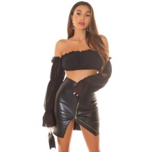 Womens crop top chiffon Latina style black