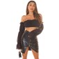 Womens crop top chiffon Latina style black