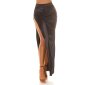Floor-length satin skirt draped with skirt slit black