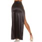 Floor-length satin skirt draped with skirt slit black