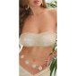 Womens glitter top bandeau party crop top beige
