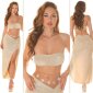 Womens glitter top bandeau party crop top beige