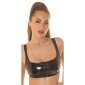 Damen Lack-Top Trägertop in Latex-Look Schwarz