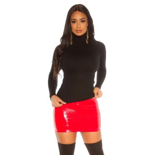 Damen-Rollkragenpullover aus Feinstrick Schwarz