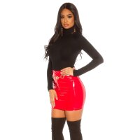 Damen-Rollkragenpullover aus Feinstrick Schwarz