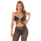 Transparenter Damen-Catsuit aus Spitze Schwarz