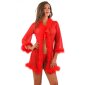 Transparent womens negligee with plush red