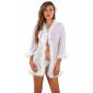 Transparentes Damen-Negligé mit Plüsch Weiß
