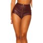 Sexy Damen Gogo Hotpants mit hohem Bund und Zipper Bordeaux