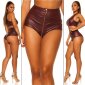Sexy Damen Gogo Hotpants mit hohem Bund und Zipper Bordeaux