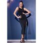 CHILIROSE Langes Kleid mit hohem Beinschlitz Schwarz