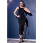 CHILIROSE Langes Kleid mit hohem Beinschlitz Schwarz
