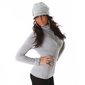 Elegant fine-knitted sweater polo-neck sweater light grey
