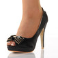 Sexy peep toes high heels pumps platforms satin black