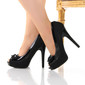 Sexy peep toes high heels pumps platforms black