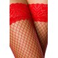Sexy fishnet suspender stockings with lace edge lingerie red