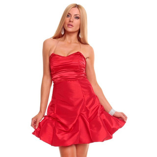 Edles Satin Minikleid Abendkleid Rot