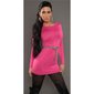 Sexy knitted mini dress with belt loops leopard look fuchsia