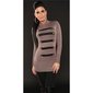 Elegant fine-knitted sweater in military look cappuccino
