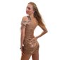 Elegant shining one-armed mini dress party dress beige
