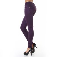 Sexy drainpipes cloth trousers with drapes dark purple