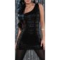 Sexy womens one-shoulder party dress with sequins black