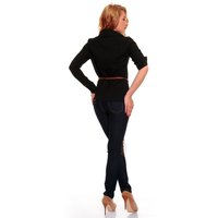 Elegant long-sleeved blouse with belt black