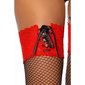 Sexy fishnet suspender stockings with lace edge black/red