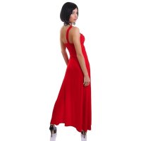 Edles langes One-Shoulder Abendkleid mit Strass Rot