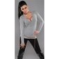 Sexy fine-knitted sweater with rivets grey