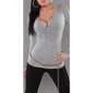 Sexy Feinstrick-Pullover mit Nieten Grau