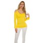 Elegantes Langarm-Shirt Longshirt Strass-Optik Gelb