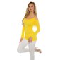 Elegantes Langarm-Shirt Longshirt Strass-Optik Gelb